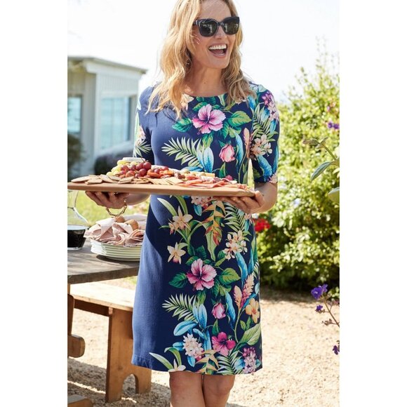 Tommy Bahama Tropicalia‎ Shift Dress In Island Navy Size S/P Summer Vacation - Picture 1 of 7